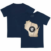 Milwaukee Brewers Tiny Turnip Youth State Outline T-Shirt Navy
