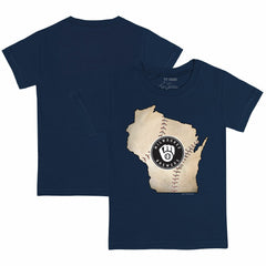 Milwaukee Brewers Tiny Turnip Youth State Outline T-Shirt Navy