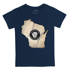 Milwaukee Brewers Tiny Turnip Youth State Outline T-Shirt Navy