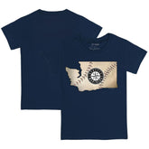 Seattle Mariners Tiny Turnip Youth State Outline T-Shirt Navy