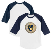 Milwaukee Brewers Tiny Turnip Youth Stitched Baseball 3/4-Sleeve Raglan T-Shirt White/Navy