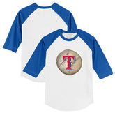 Texas Rangers Tiny Turnip Youth Stitched Baseball 3/4-Sleeve Raglan T-Shirt White/Royal