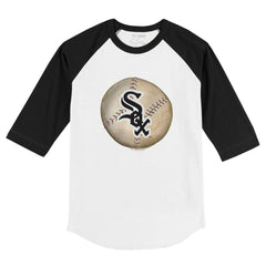 Chicago White Sox Tiny Turnip Youth Stitched Baseball 3/4-Sleeve Raglan T-Shirt White/Black