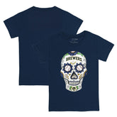 Milwaukee Brewers Tiny Turnip Youth Sugar Skull T-Shirt Navy