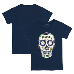 Milwaukee Brewers Tiny Turnip Youth Sugar Skull T-Shirt Navy