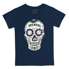 Milwaukee Brewers Tiny Turnip Youth Sugar Skull T-Shirt Navy