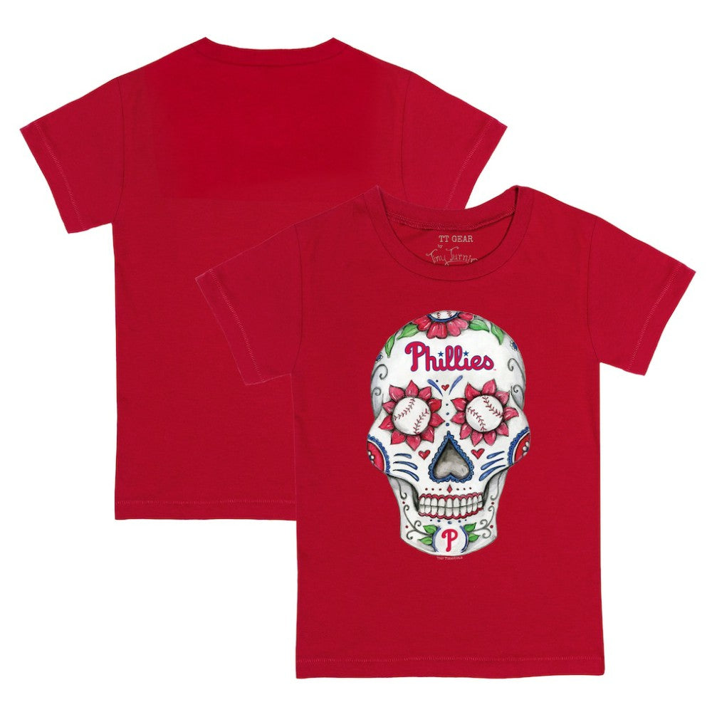 Philadelphia Phillies Tiny Turnip Youth Sugar Skull T-Shirt Red