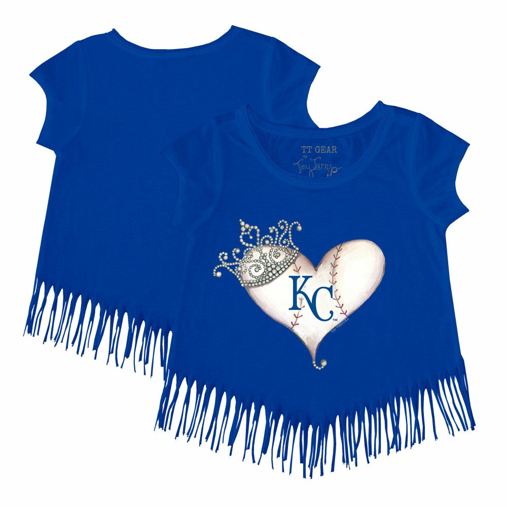 Kansas City Royals Tiny Turnip Girls Youth Tiara Heart Fringe T-Shirt Royal