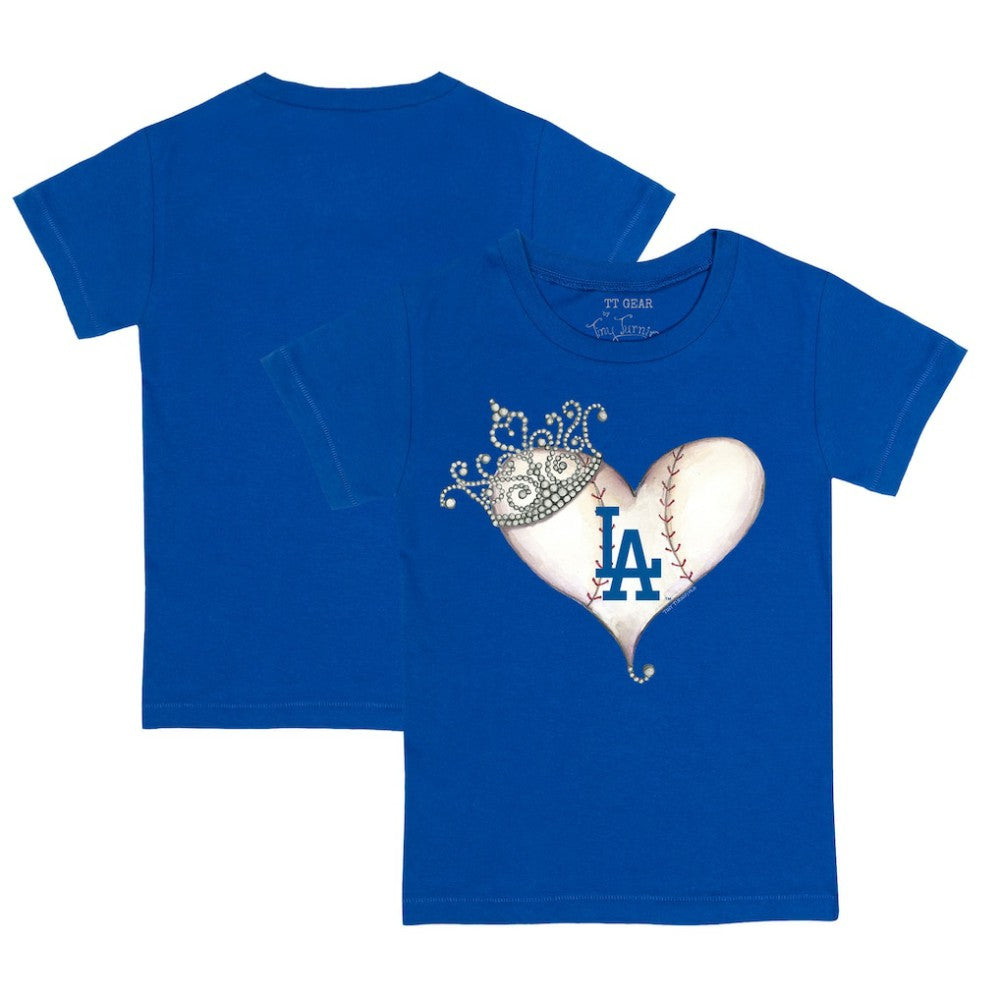 Los Angeles Dodgers Tiny Turnip Youth Tiara Heart T-Shirt Royal