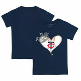 Minnesota Twins Tiny Turnip Youth Tiara Heart T-Shirt Navy