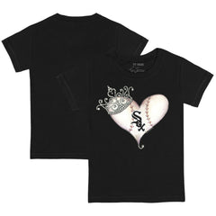 Chicago White Sox Tiny Turnip Youth Tiara Heart T-Shirt Black