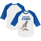 Chicago Cubs Tiny Turnip Youth TT Rex 3/4-Sleeve Raglan T-Shirt White/Royal