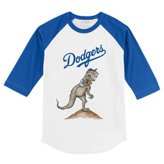 Los Angeles Dodgers Tiny Turnip Youth TT Rex 3/4-Sleeve Raglan T-Shirt White/Royal