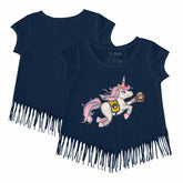 Milwaukee Brewers Tiny Turnip Girls Youth Unicorn Fringe T-Shirt Navy
