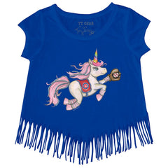 Chicago Cubs Tiny Turnip Girls Youth Unicorn Fringe T-Shirt Royal