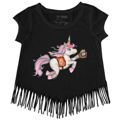 Baltimore Orioles Tiny Turnip Girls Youth Unicorn Fringe T-Shirt Black