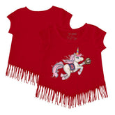Boston Red Sox Tiny Turnip Girls Youth Unicorn Fringe T-Shirt Red