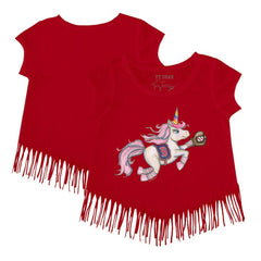 Boston Red Sox Tiny Turnip Girls Youth Unicorn Fringe T-Shirt Red