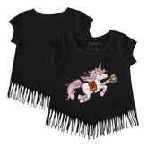 San Francisco Giants Tiny Turnip Girls Youth Unicorn Fringe T-Shirt Black