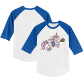 Chicago Cubs Tiny Turnip Youth Unicorn 3/4-Sleeve Raglan T-Shirt White/Royal