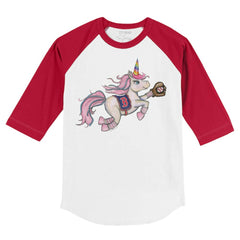 Boston Red Sox Tiny Turnip Youth Unicorn 3/4-Sleeve Raglan T-Shirt White/Red