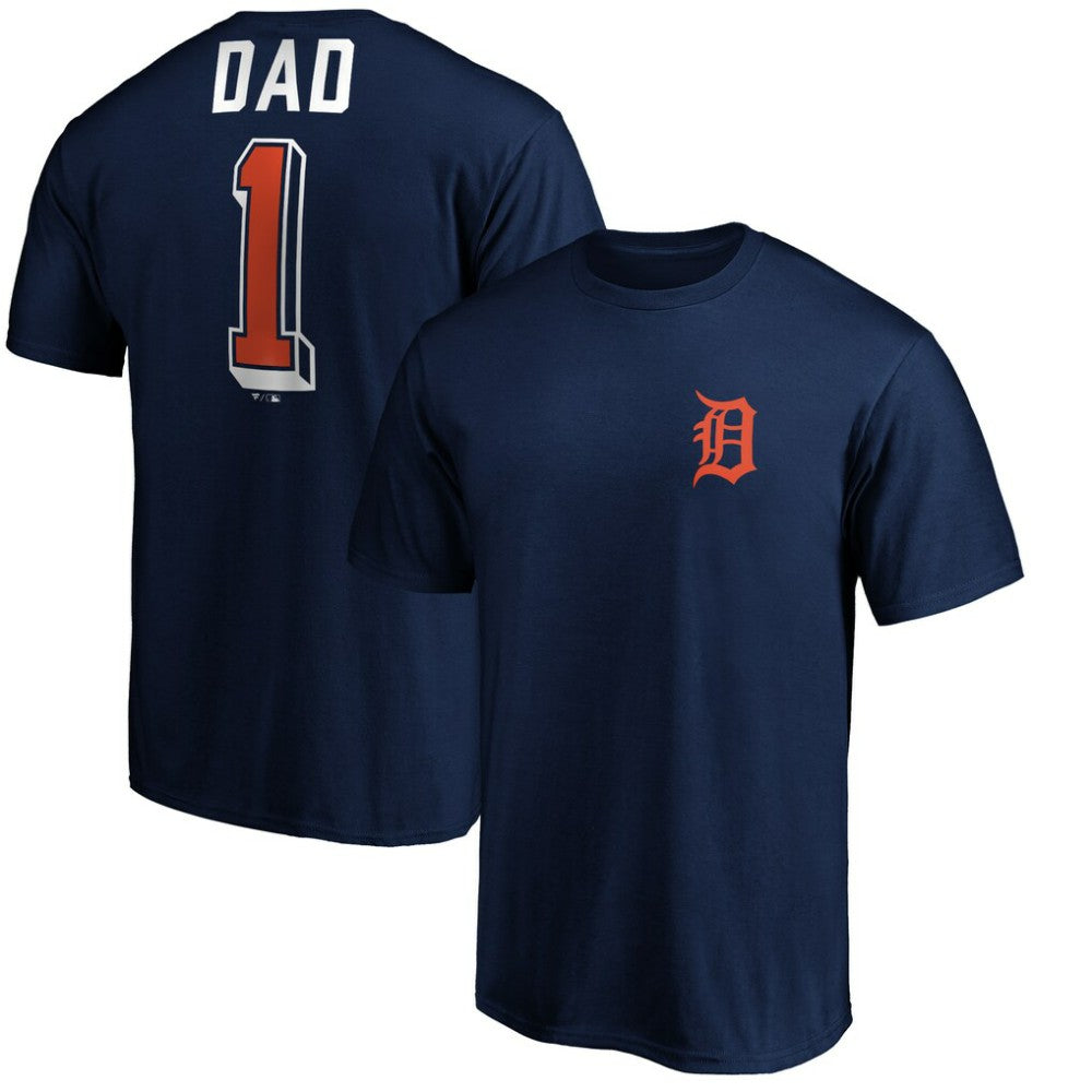 Detroit Tigers Number One Dad T-Shirt Navy