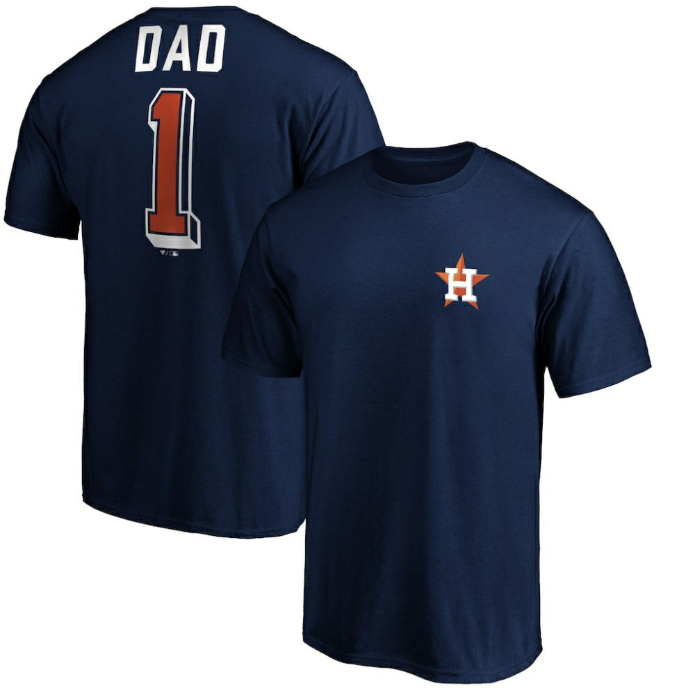 Houston Astros Number One Dad T-Shirt Navy