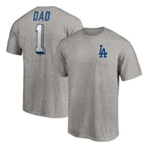 Los Angeles Dodgers Number One Dad T-Shirt Heather Gray