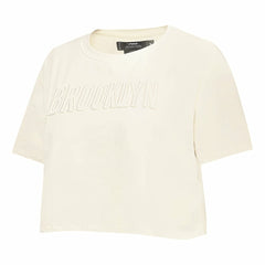 Brooklyn Nets Pro Standard Women's Neutral Boxy Crop T-Shirt - Cream cheap
