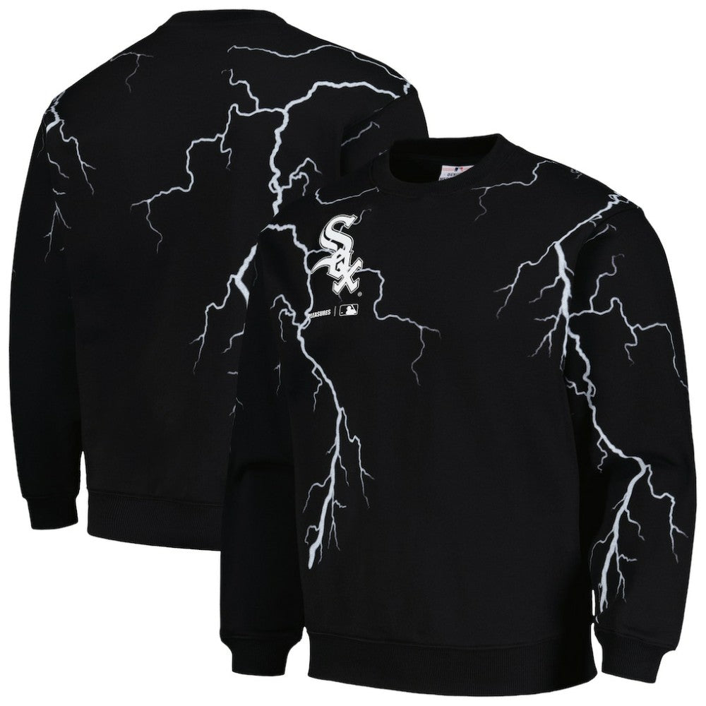 Chicago White Sox PLEASURES Lightning Crewneck Pullover Sweatshirt Black