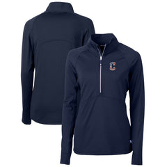Cleveland Guardians Cutter & Buck Women's Americana Logo Adapt Eco Knit Stretch Recycled Half-Zip Pullover Top Navy