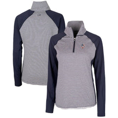 Minnesota Twins Cutter & Buck Women's Americana Logo Forge Tonal Stripe Stretch Half-Zip Pullover Top Navy