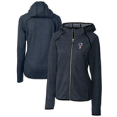 Philadelphia Phillies Cutter & Buck Women's Americana Logo Mainsail Sweater-Knit Full-Zip Hoodie Heather Navy