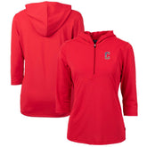 Cleveland Guardians Cutter & Buck Women's Americana Logo DryTec Virtue Eco Pique Recycled Half-Zip Pullover Hoodie Red