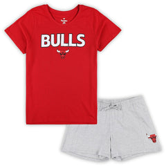 Chicago Bulls Women's Plus Size T-Shirt & Shorts Combo Set sale - Red/Heather Gray shop