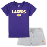 Los Angeles Lakers Women's Plus Size T-Shirt & Shorts Combo Set - Purple/Heather Gray online