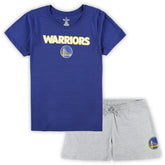 Golden State Warriors Women's Plus Size T-Shirt & Shorts Combo Set sale - Royal/Heather Gray outlet