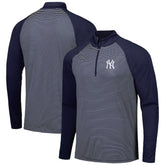 New York Yankees Levelwear Charter Striped Raglan Quarter-Zip Top Navy