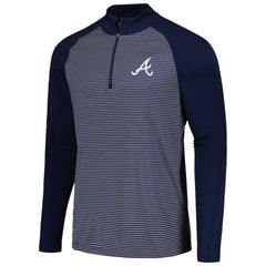 Atlanta Braves Levelwear Charter Striped Raglan Quarter-Zip Top Navy