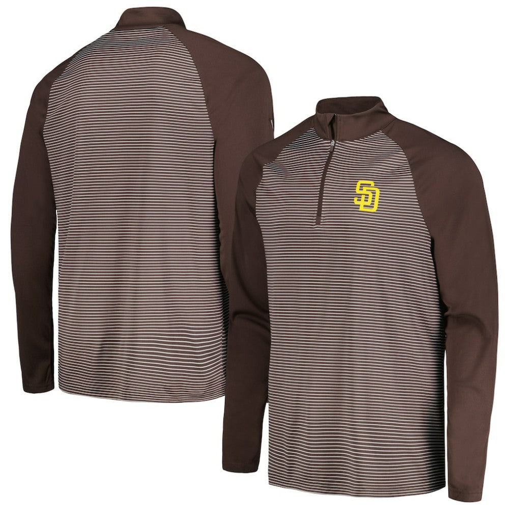 San Diego Padres Levelwear Charter Striped Raglan Quarter-Zip Top Brown