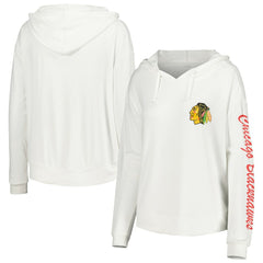 Chicago Blackhawks Concepts Sport Women's Accord Hacci Long Sleeve Hoodie Top - White Hoodies