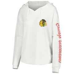 Chicago Blackhawks Concepts Sport Women's Accord Hacci Long Sleeve Hoodie Top - White Hoodies