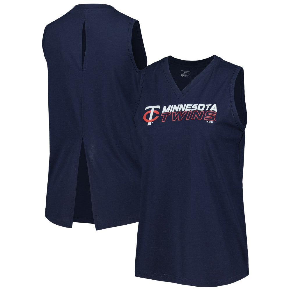 Minnesota Twins Levelwear Women's Paisley Chase V-Neck Tank Top Navy