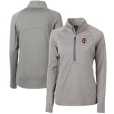 Minnesota Twins Cutter & Buck Women's Adapt Eco Knit Stretch Half-Zip Logo Pullover Top Gray