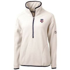 Minnesota Twins Cutter & Buck Women's Cascade Eco Sherpa Half-Zip Pullover Jacket White