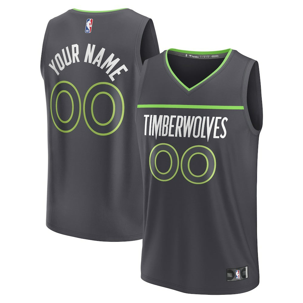 Minnesota Timberwolves Youth Custom Fast Break Jersey - Statement Edition - Black discount