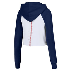 Boston Red Sox Lusso Women's Jane Raglan Quarter-Zip Tri-Blend Cropped Pullover Hoodie White