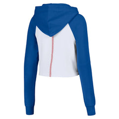 Chicago Cubs Lusso Women's Jane Raglan Quarter-Zip Tri-Blend Cropped Pullover Hoodie White