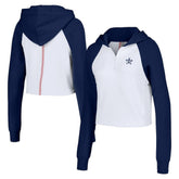 Houston Astros Lusso Women's Jane Raglan Quarter-Zip Tri-Blend Cropped Pullover Hoodie White