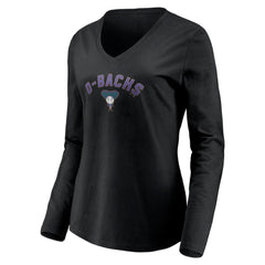 Arizona Diamondbacks Women's Cooperstown Collection Personalized Winning Streak Long Sleeve V-Neck T-Shirt Black